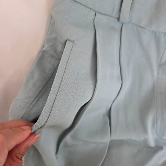 Massimo Dutti High Waisted Pleated Trousers | Sage Green Ankle Pants | Size 6 - Picture 9 of 13